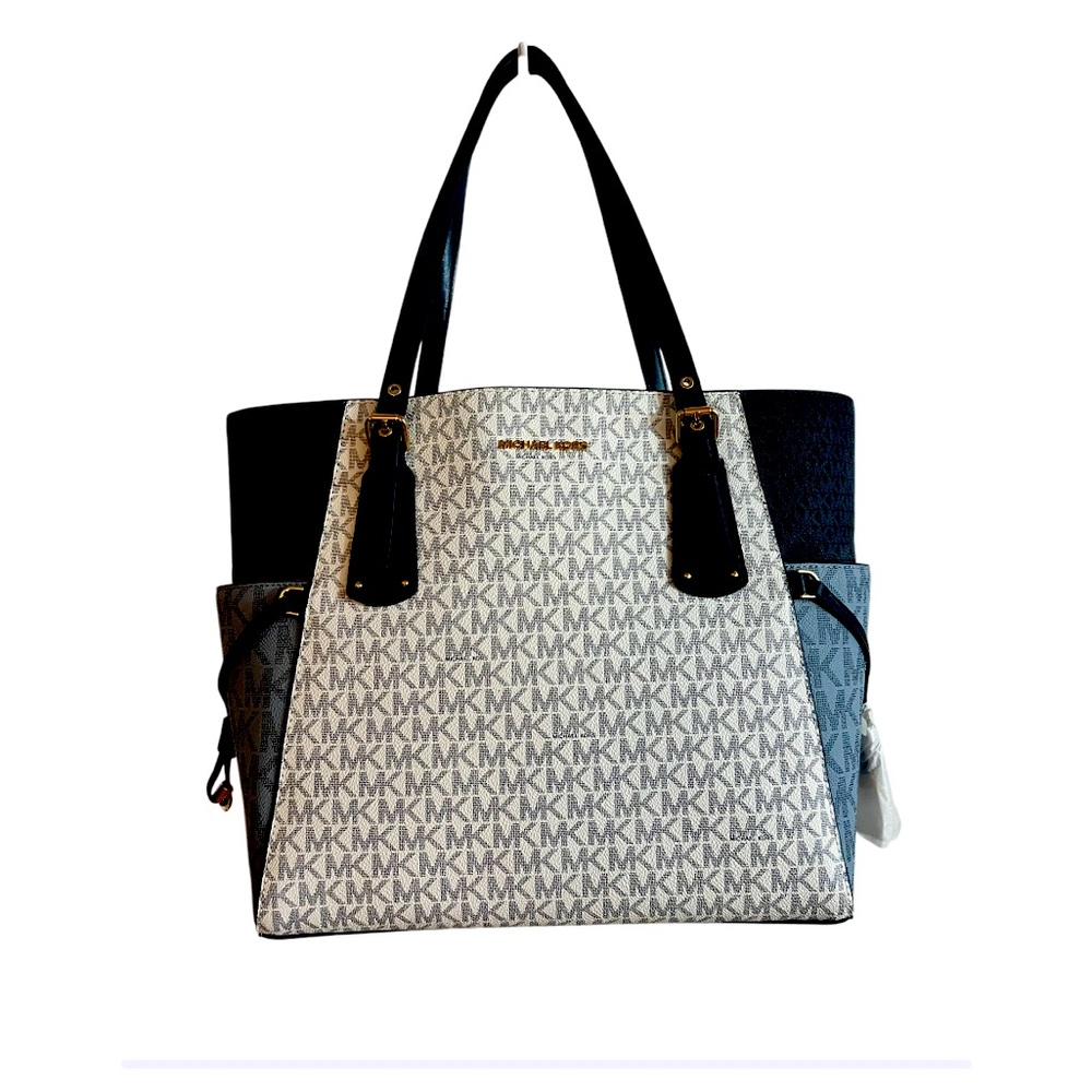 MICHAEL KORS Voyager East West Signature Tote Blues & White NWT